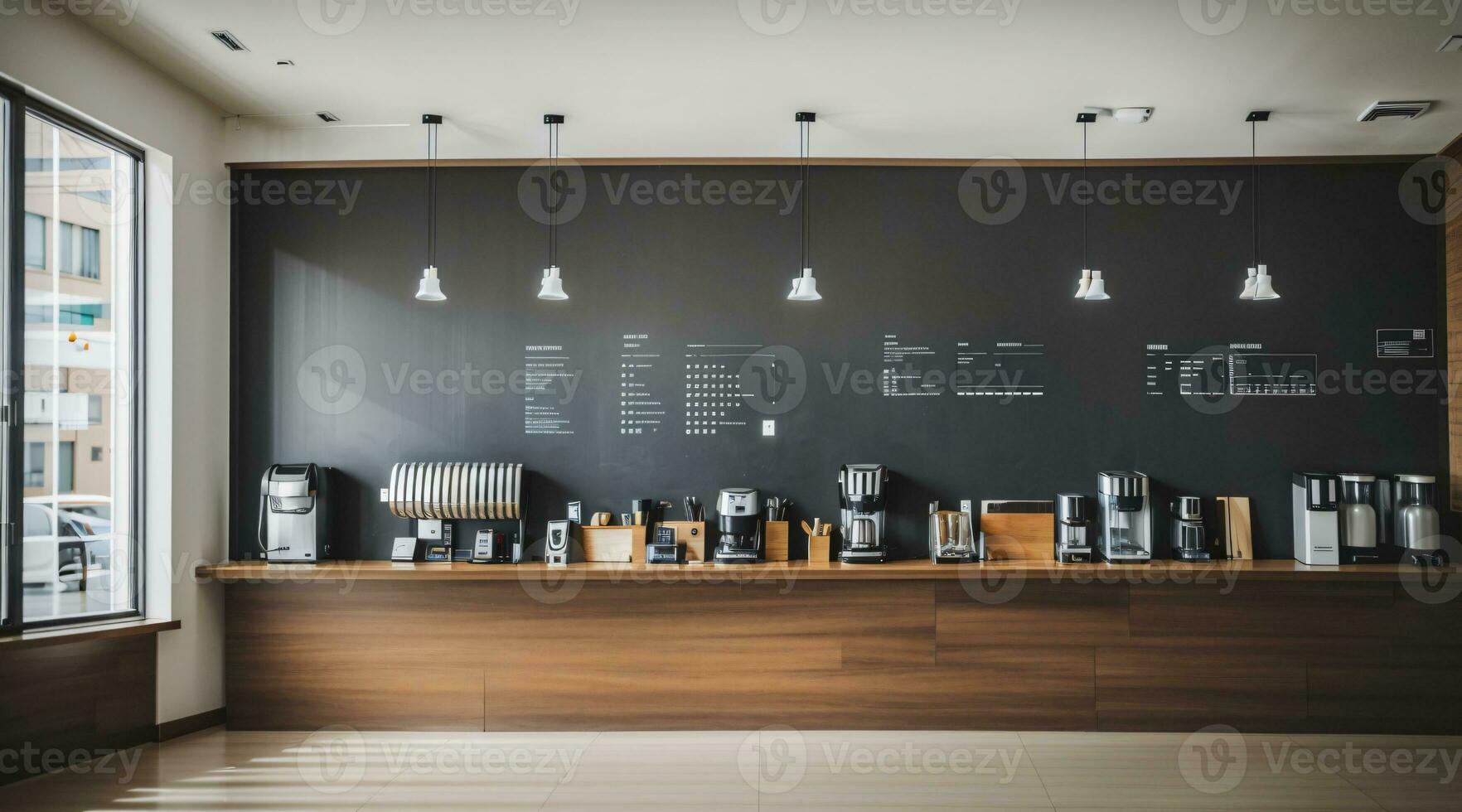 3d render cafe interior to drink coffee with friends photo