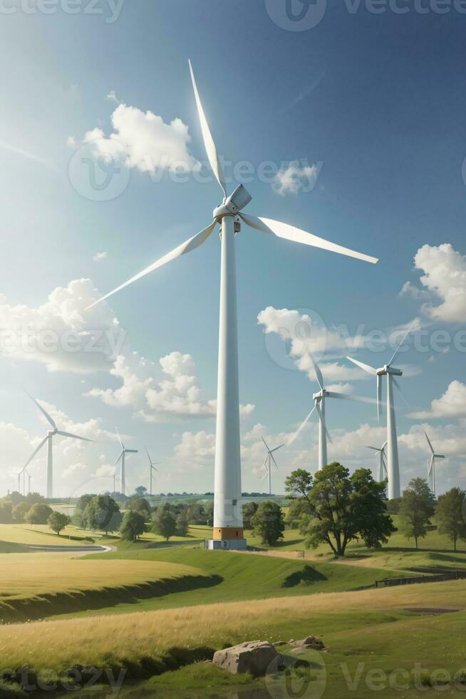turbine wind power energy for making green electricity photo