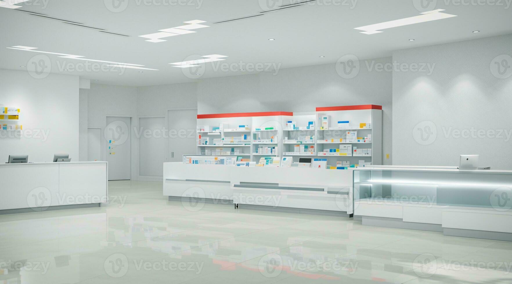 Counter store table pharmacy background shelf drug medical shop drugstore photo