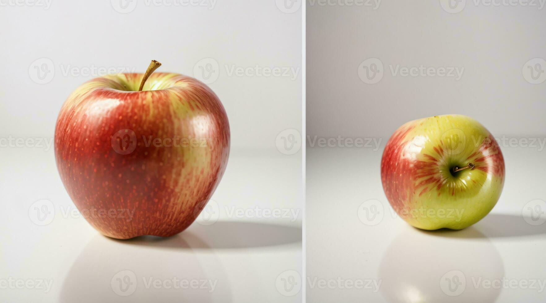 fresh apple with green leaves isolated in white background photo