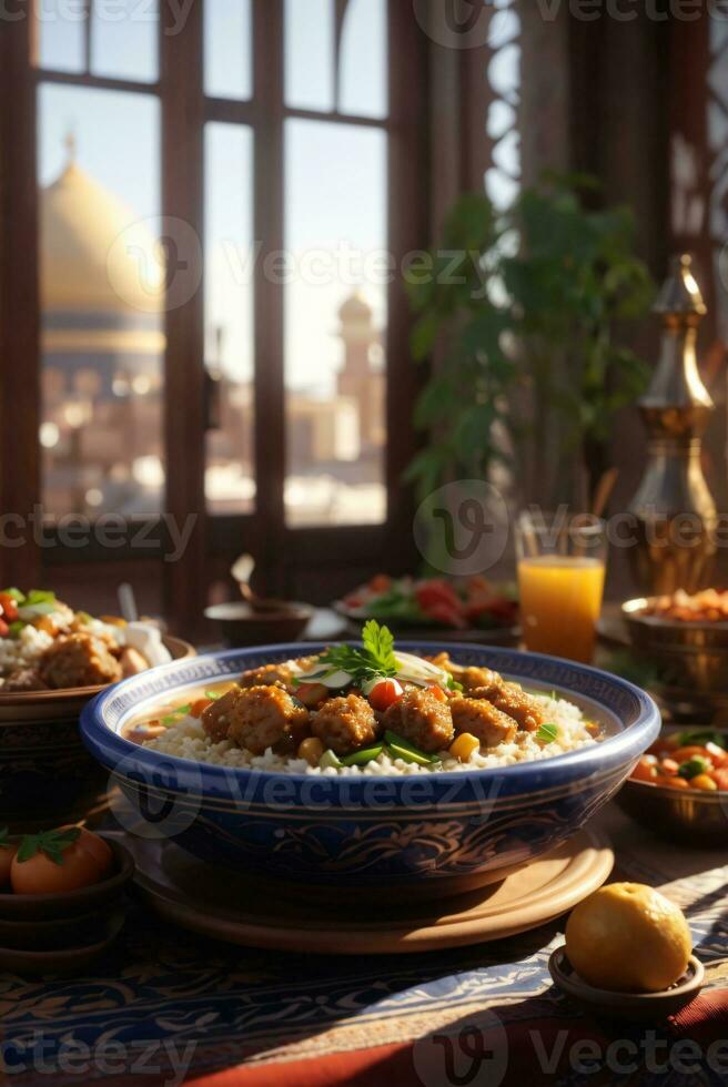 delicious photo of arabian food banquet