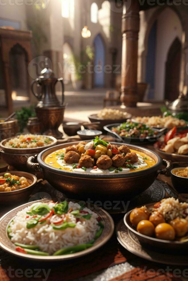 delicioso foto de árabe comida banquete