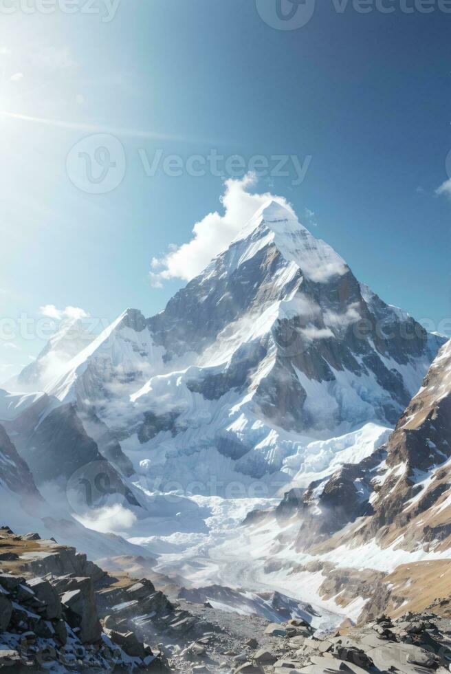 motivational background everest mountain on the sunny day photo