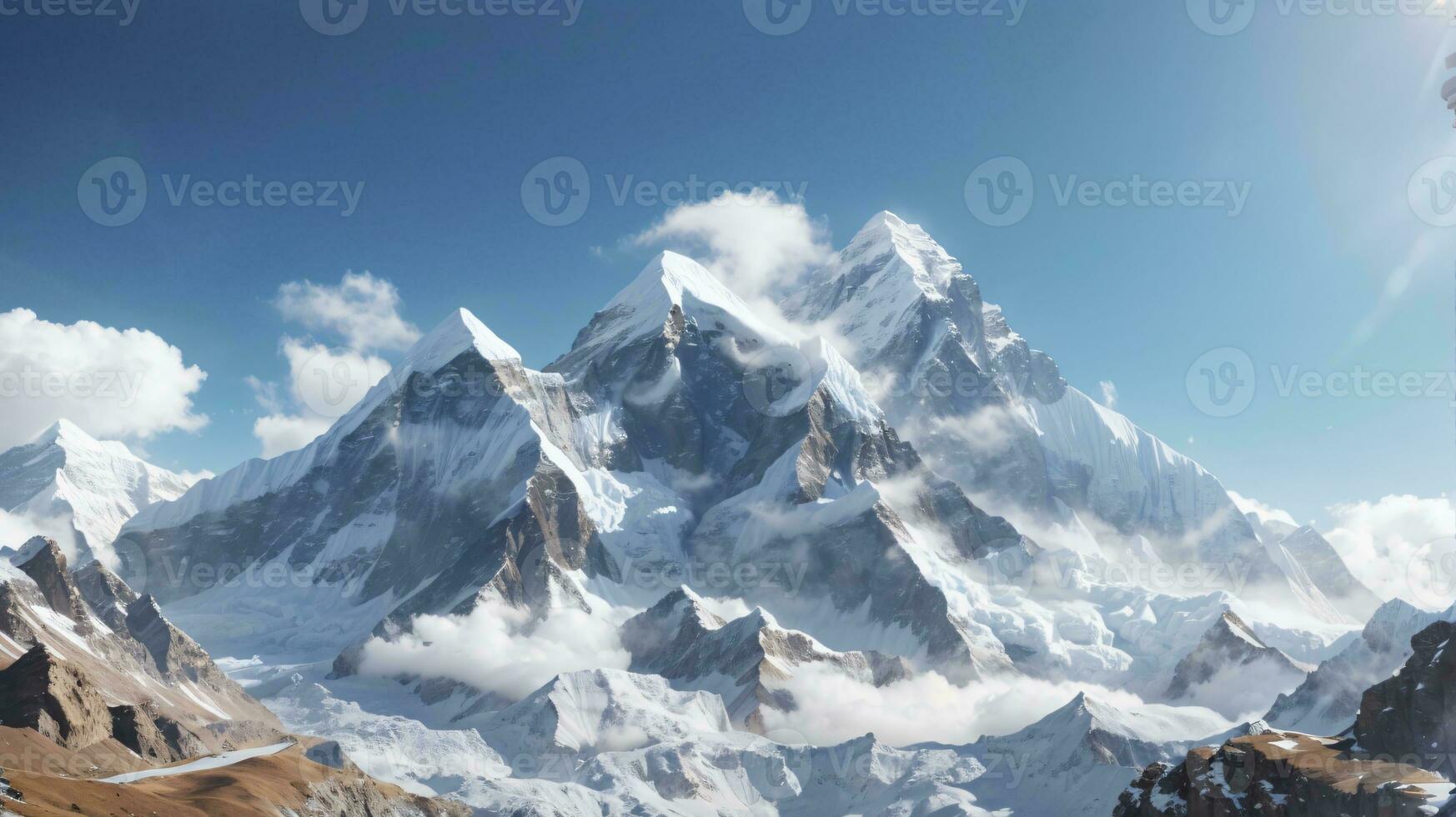 motivational background everest mountain on the sunny day photo