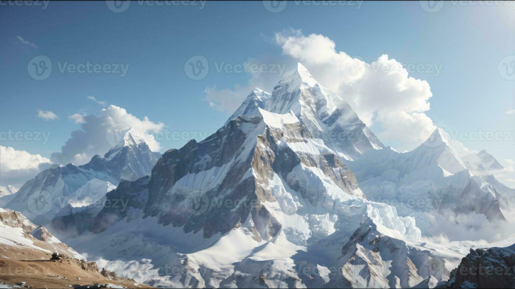 motivational background everest mountain on the sunny day photo