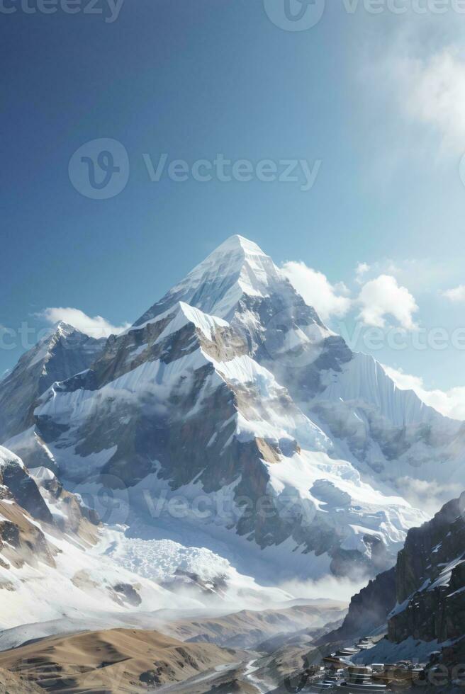 motivational background everest mountain on the sunny day photo