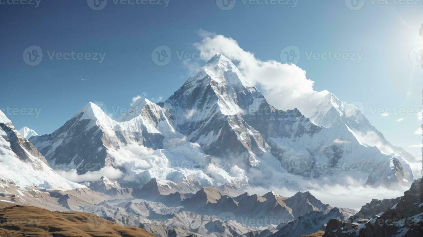 motivational background everest mountain on the sunny day photo