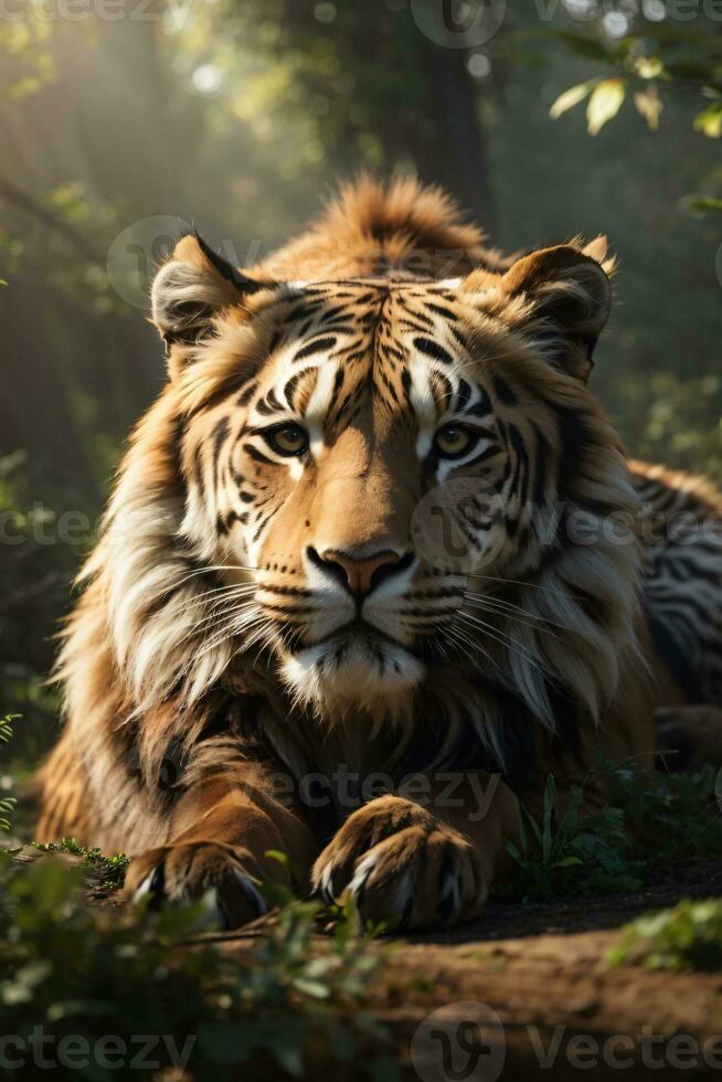 masculino Tigre en el naturaleza habitat caminando cabeza en composición fauna silvestre escena foto