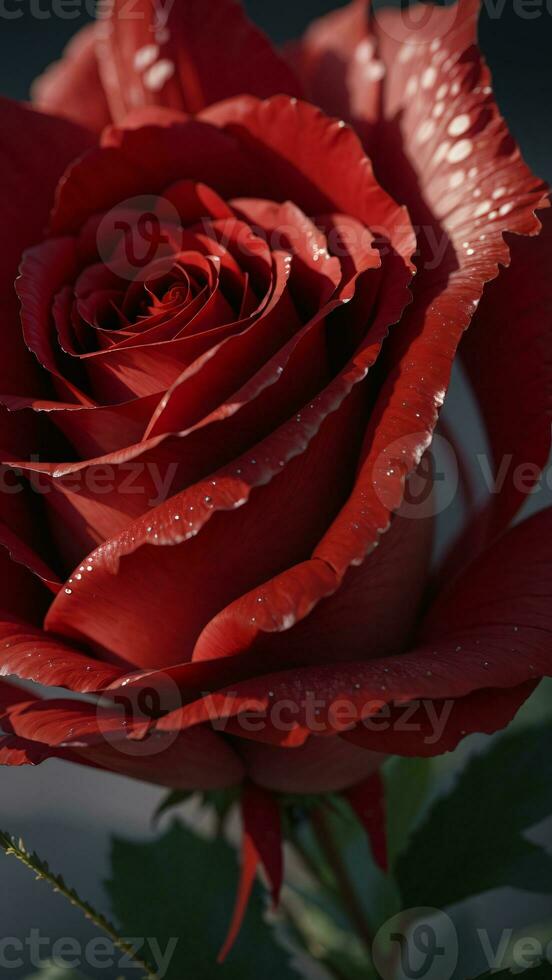 photo detail of fresh red rose