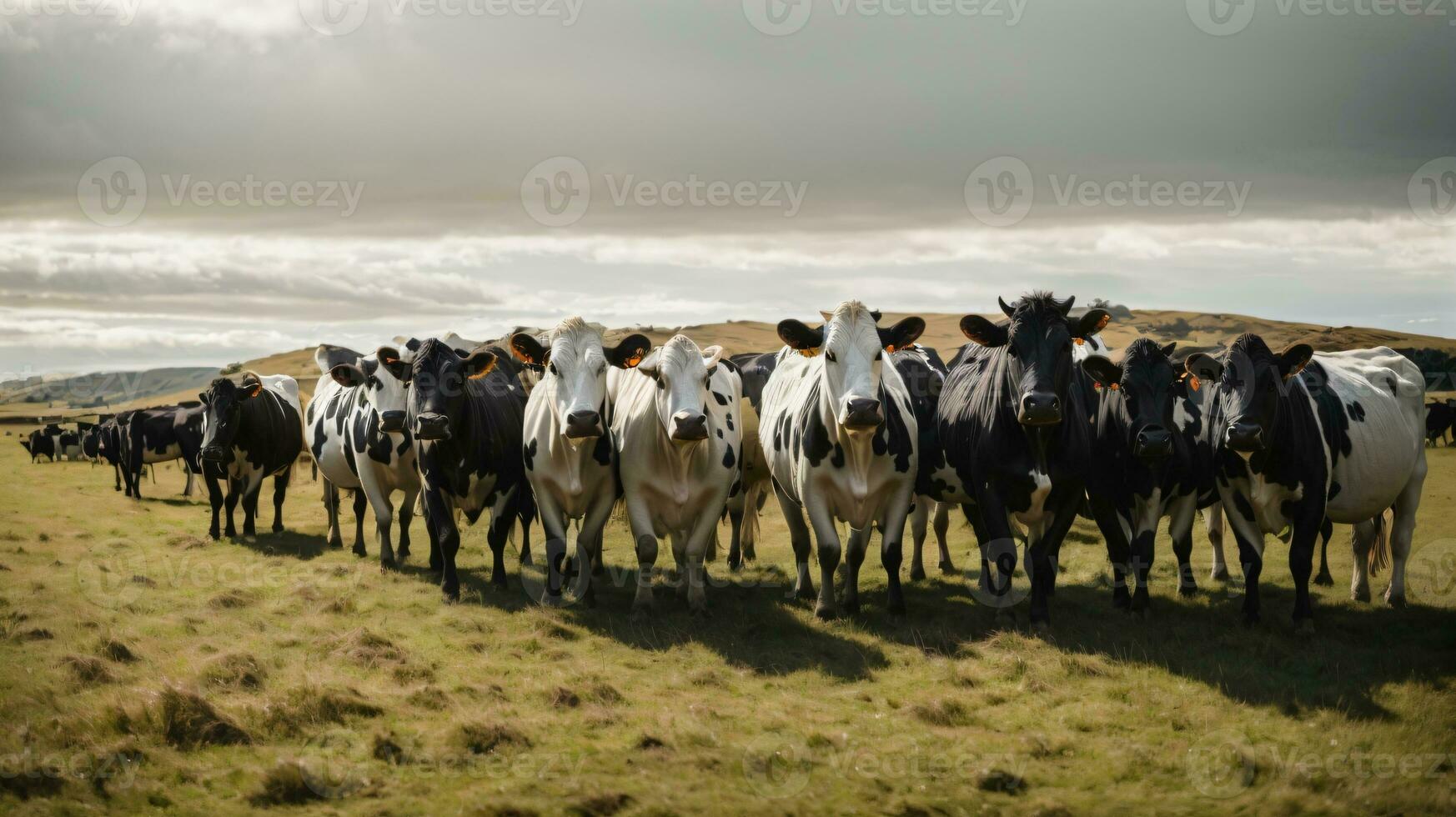 manada vacas en nuevo Zelanda césped campo foto