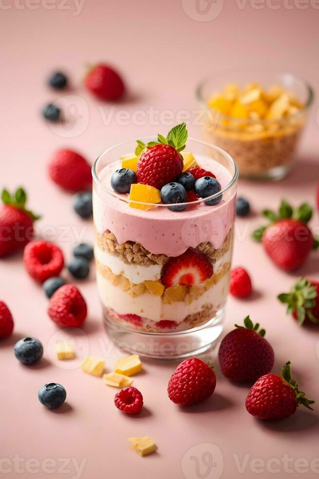 foto delicioso parfait en pastel antecedentes