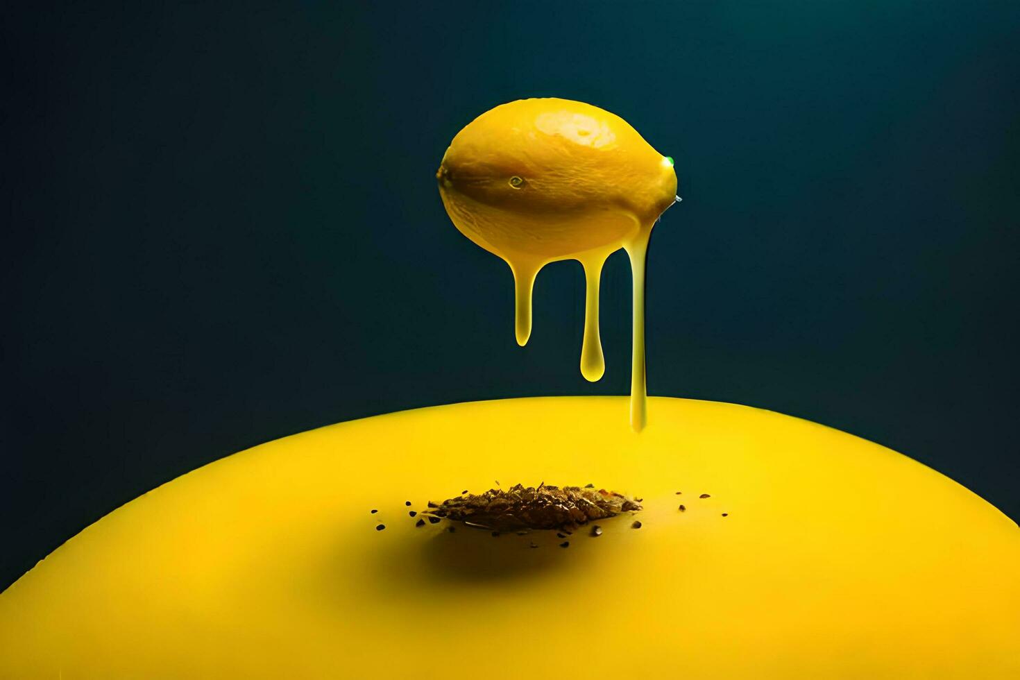 limón Fruta como goteo Arte en un vistoso amarillo antecedentes foto