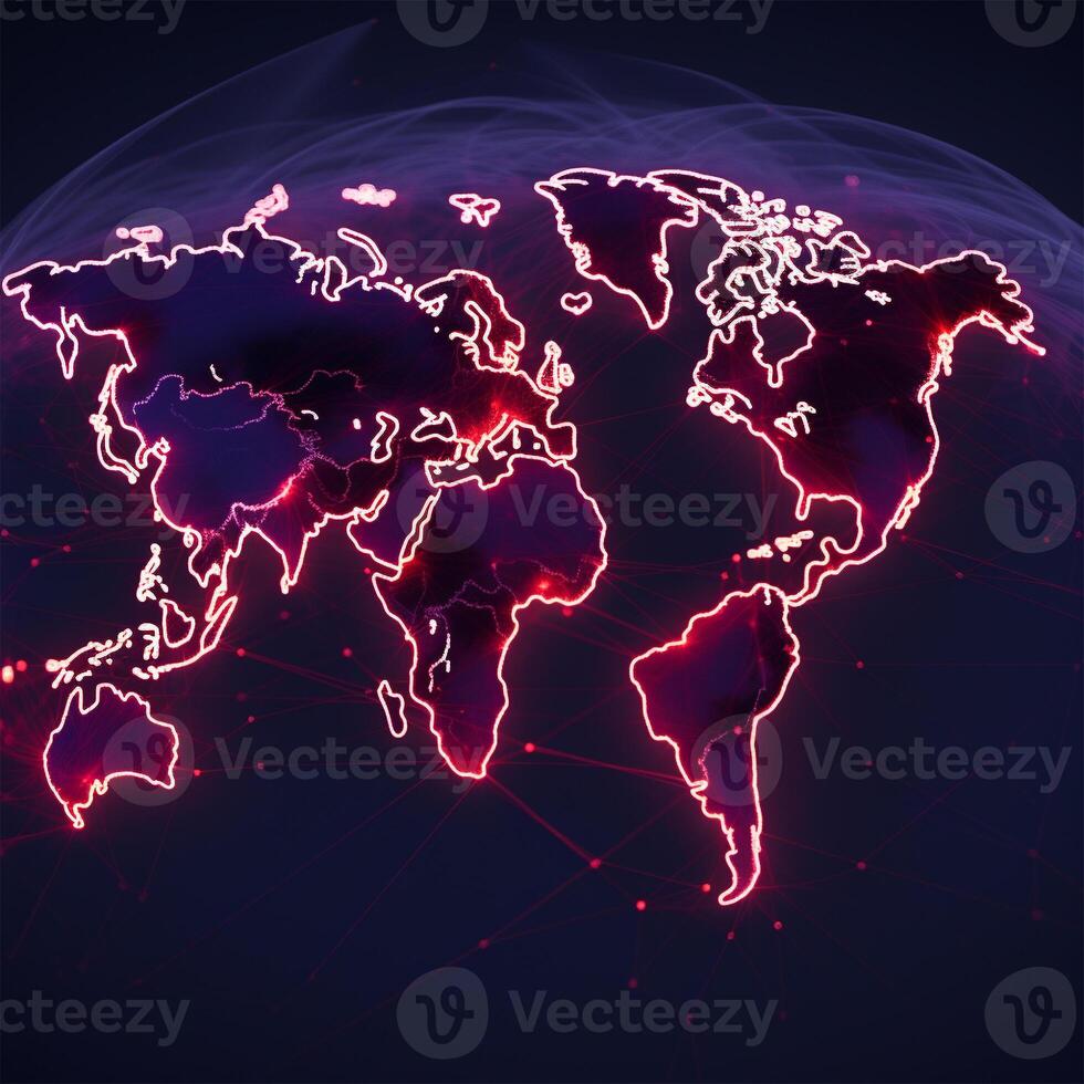 World map connection photo