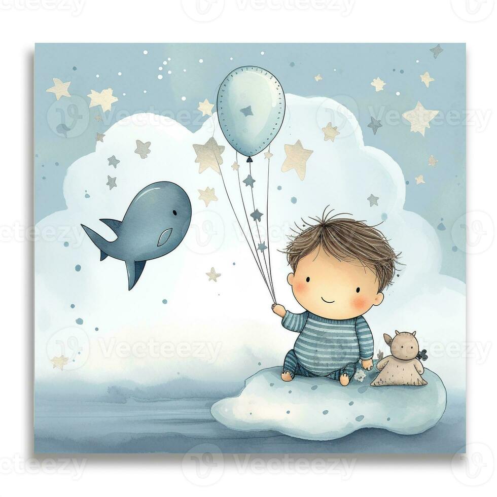 Greeting card for newborn baby boy photo