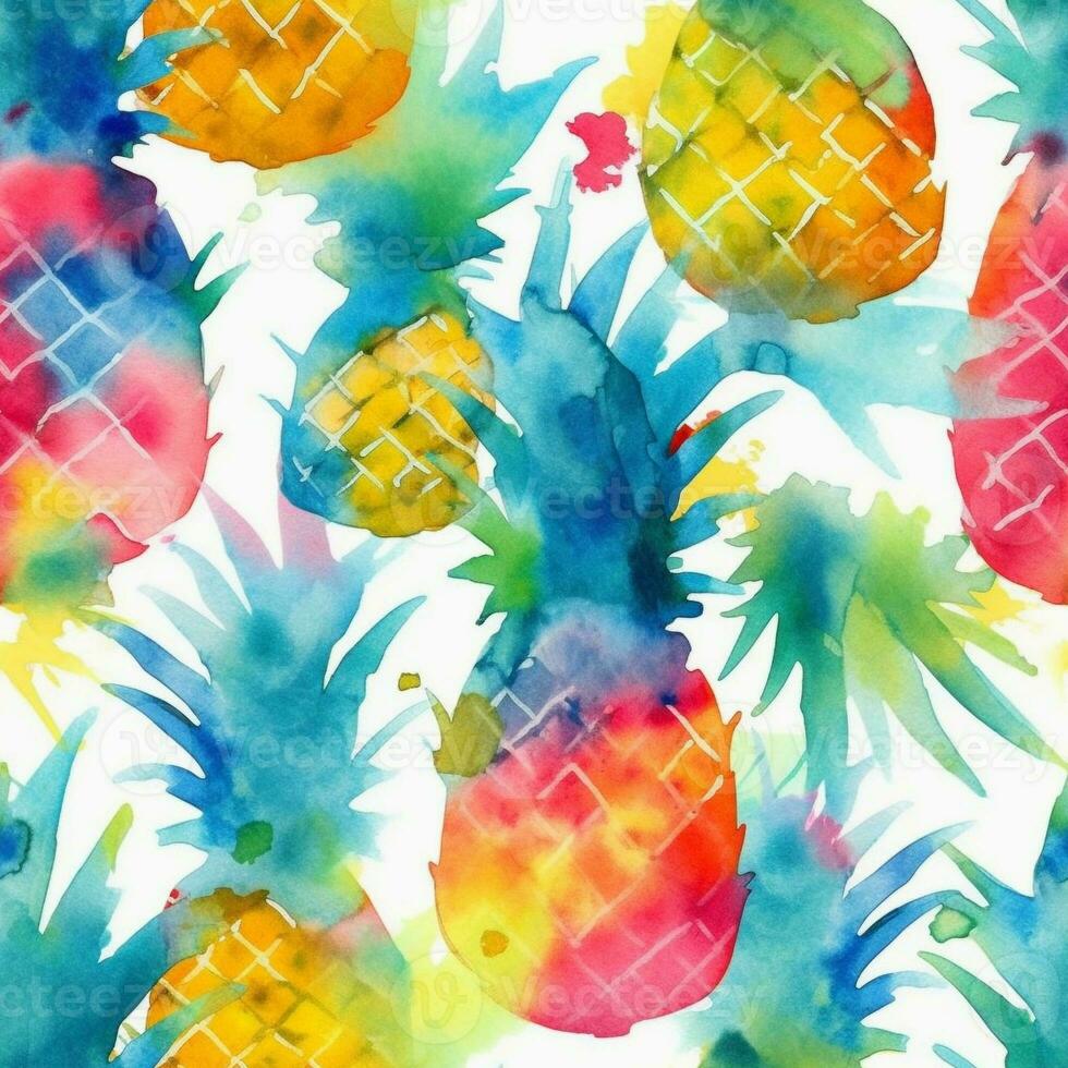 Watercolor tropical fruit pattern photo