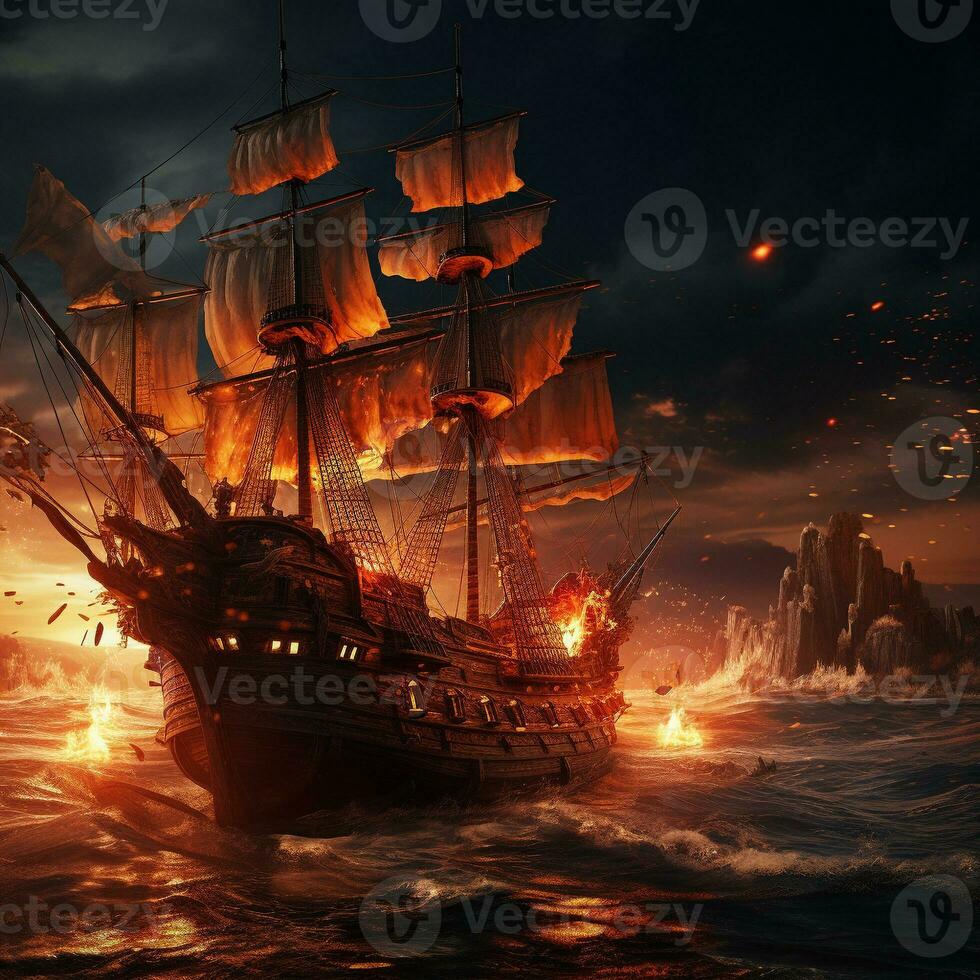 un pirata Embarcacion en el Oceano foto