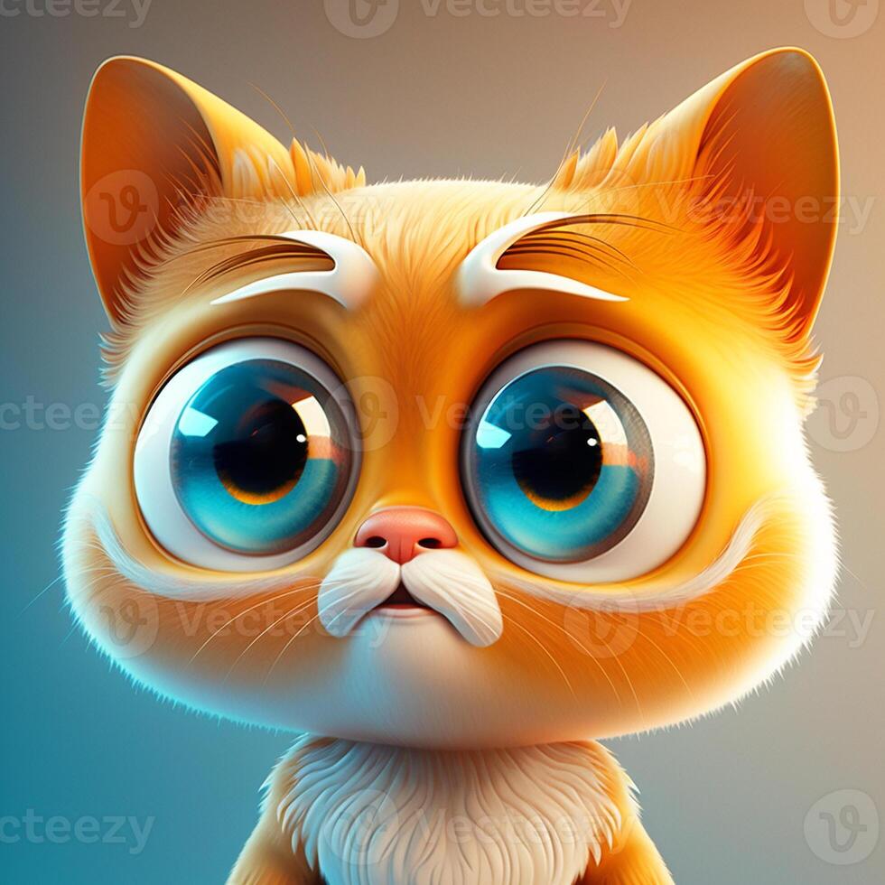 Cute cat  character with big eyes photo