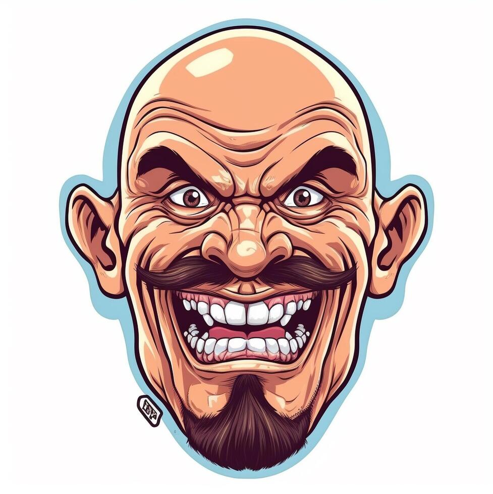 vector bald man with mustache photo