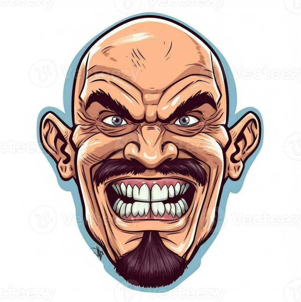 vector bald man with mustache photo