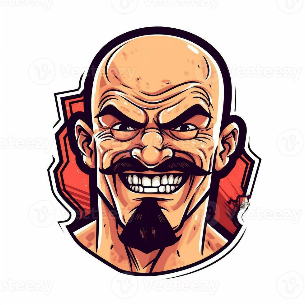 vector bald man with mustache photo