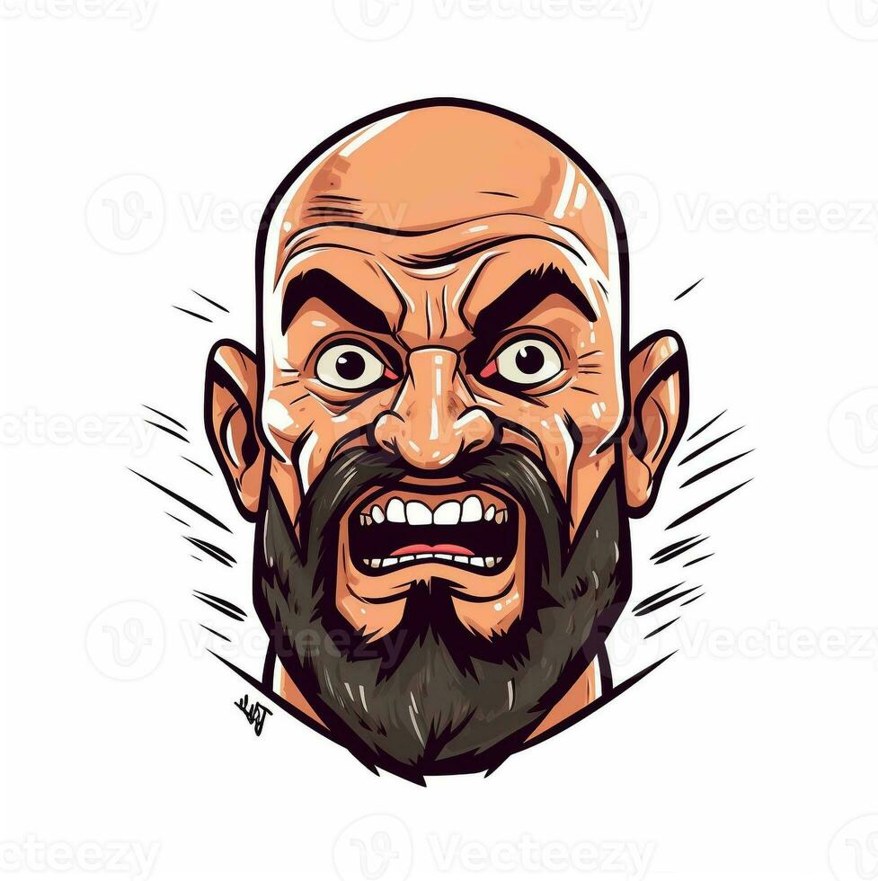 vector bald man with mustache photo