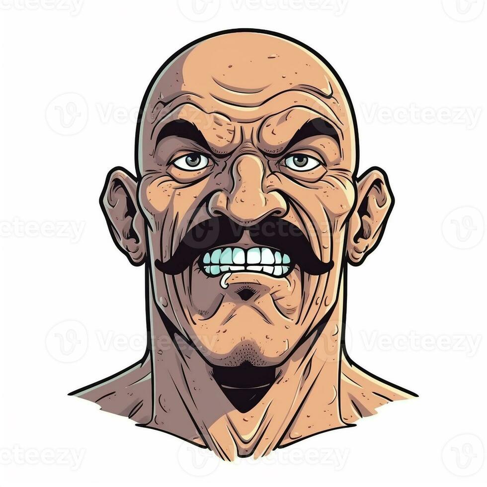 vector bald man with mustache photo