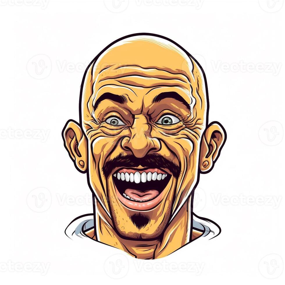 vector bald man with mustache photo