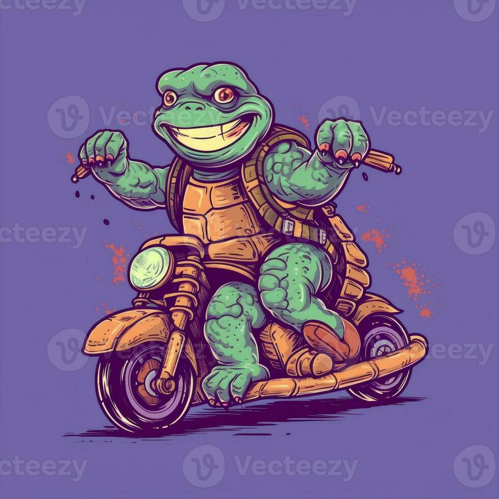 The funny turtle riding motorcycles photo