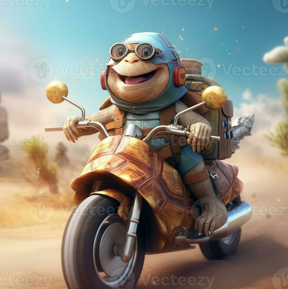 The funny turtle riding motorcycles photo