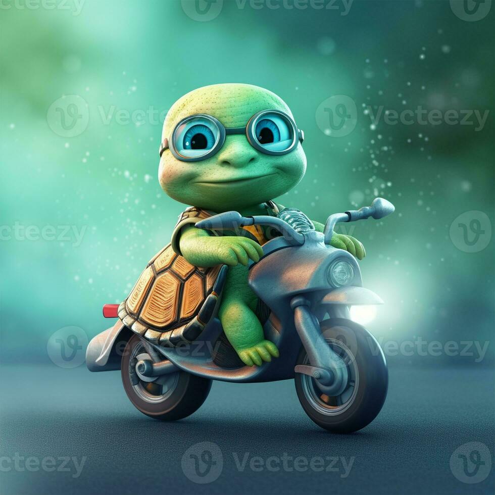 The funny turtle riding motorcycles photo