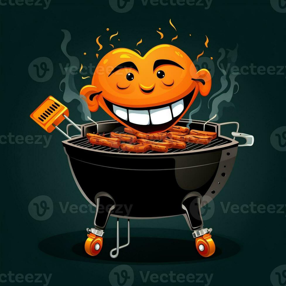 a barbecue grill smiling vector photo