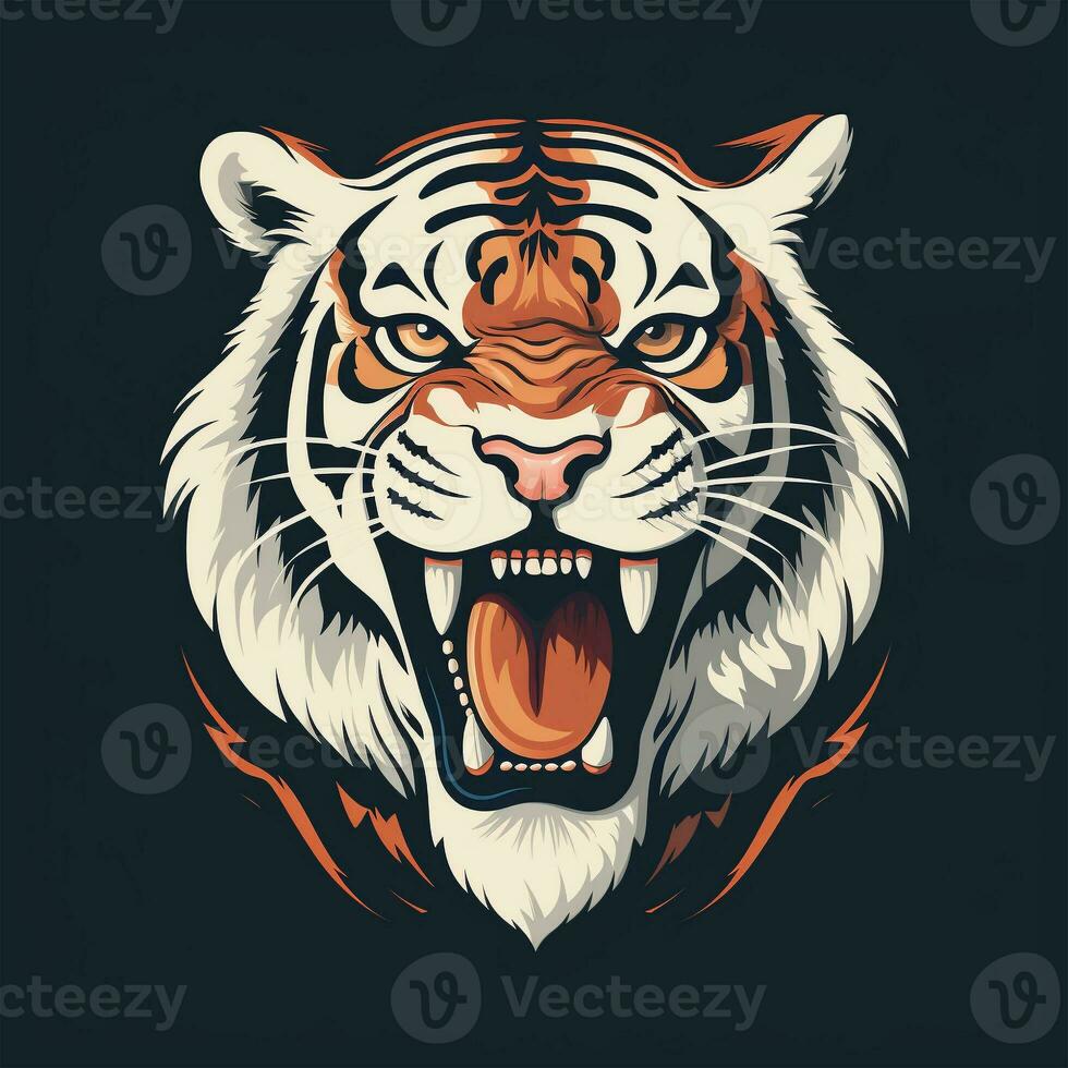 smiling tiger head illustration photo