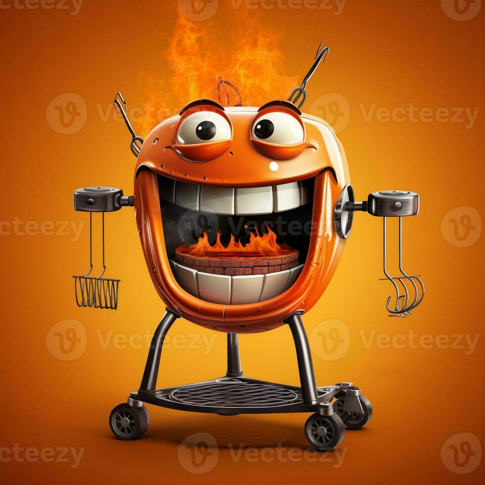 a barbecue grill smiling vector photo