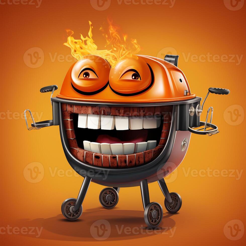 a barbecue grill smiling vector photo