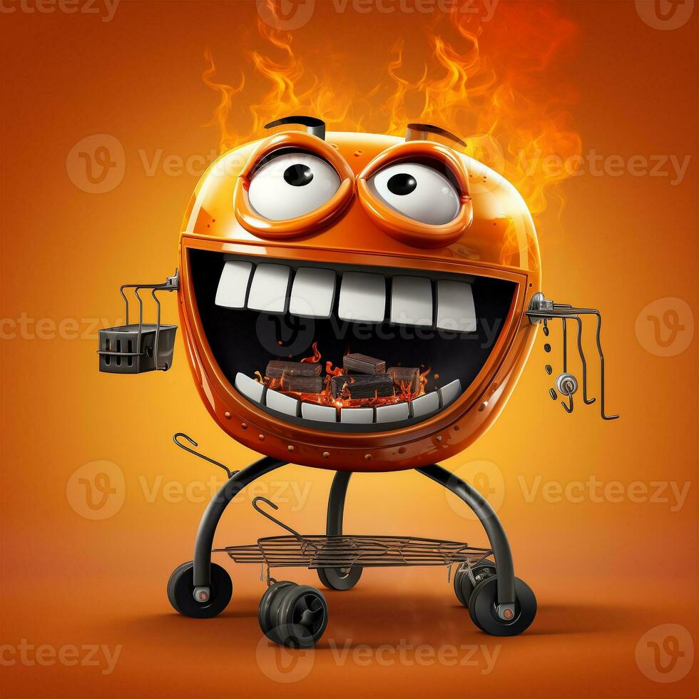 a barbecue grill smiling vector photo