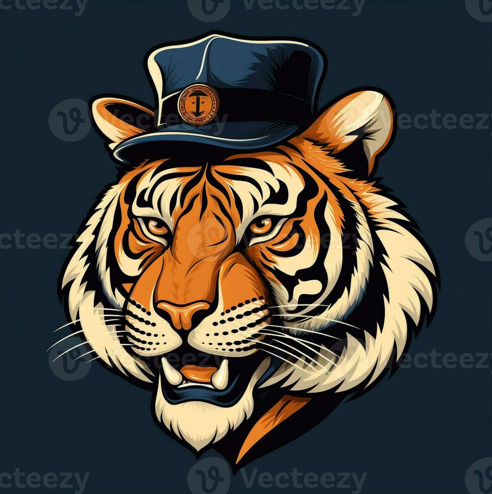 smiling tiger head illustration photo