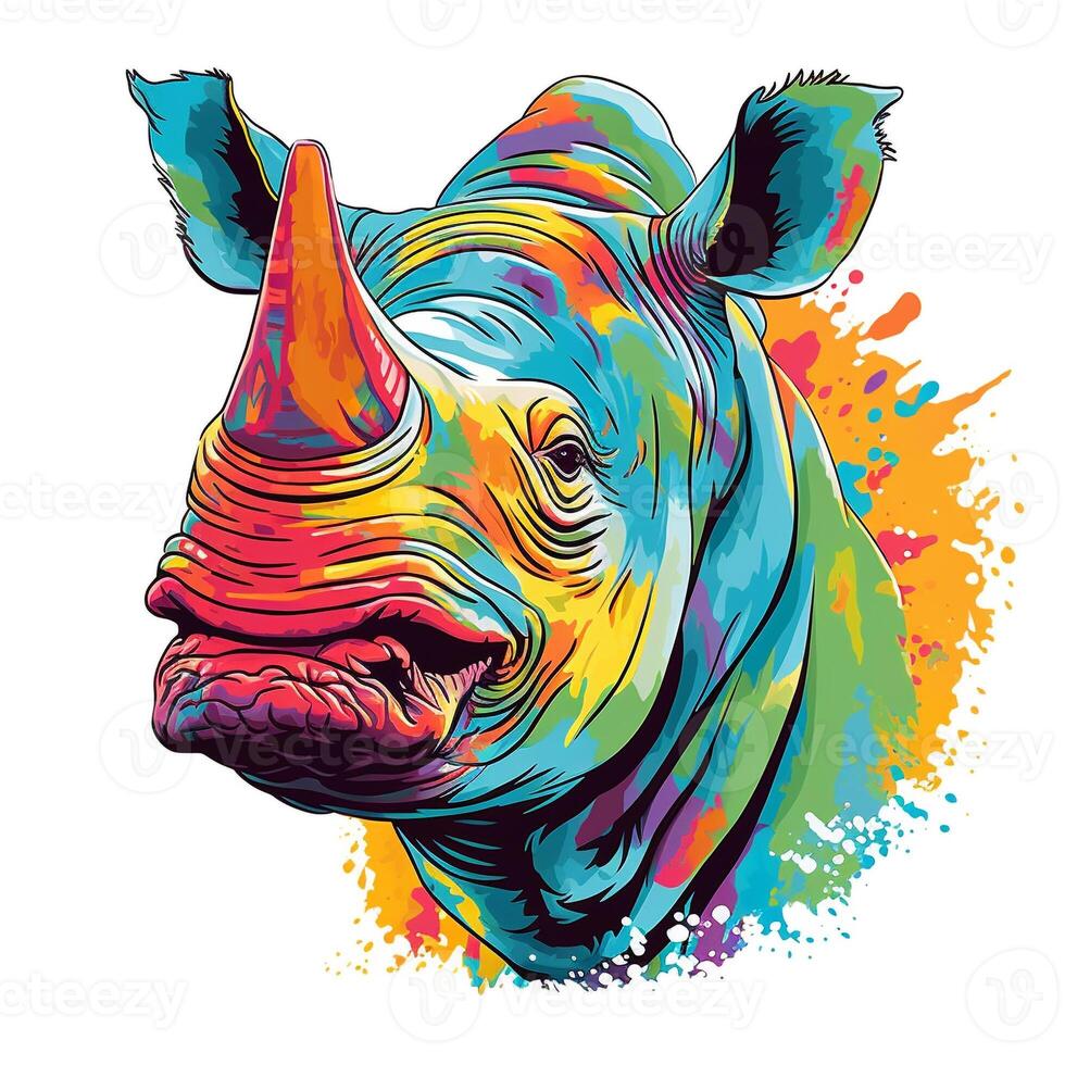 smiling rhino vector art bright colours photo