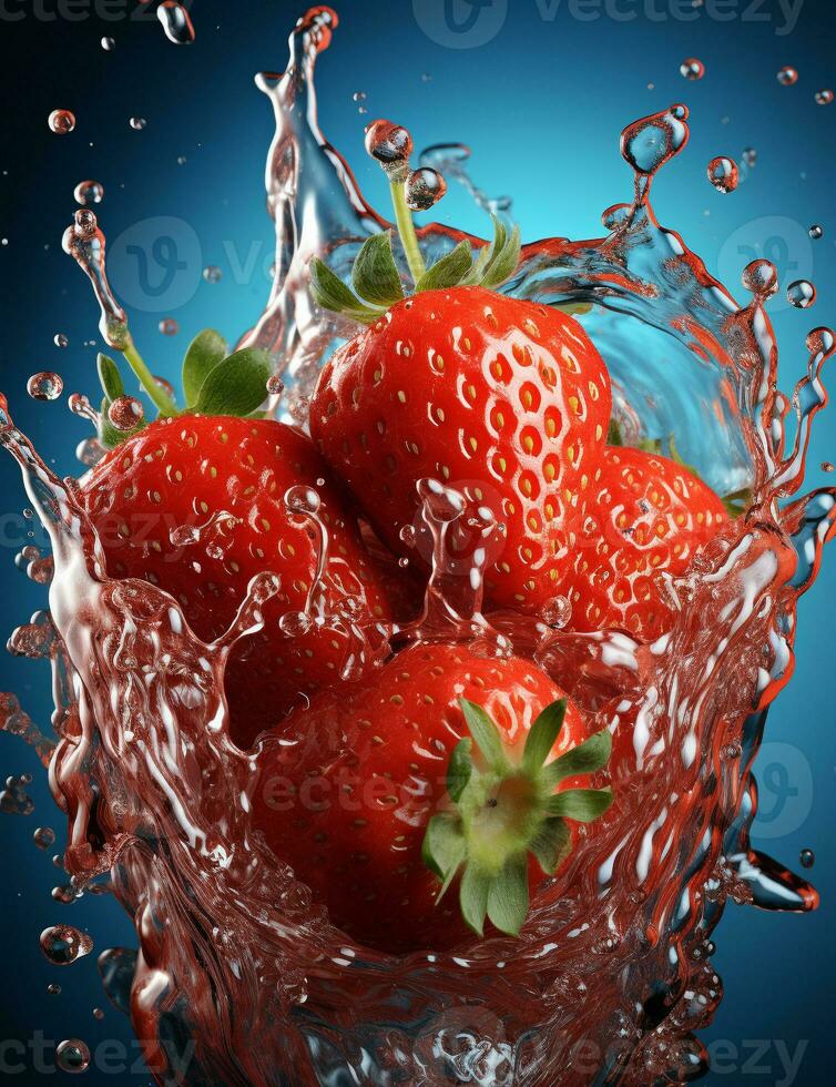 Colorful strawberry splash photo