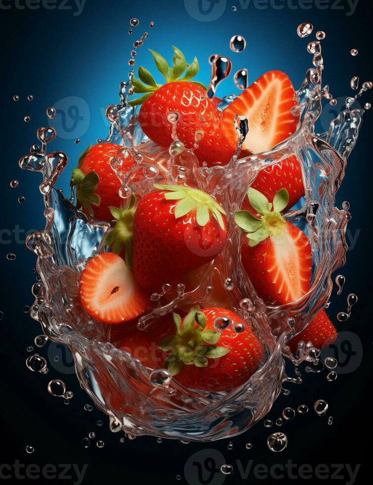 Colorful strawberry splash photo