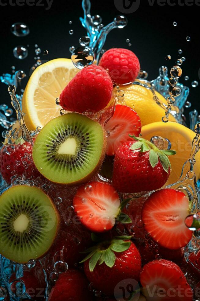 Colorful strawberry splash photo