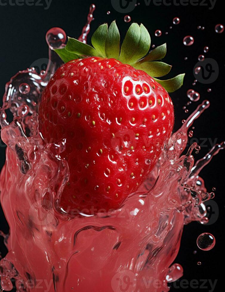 Colorful strawberry splash photo