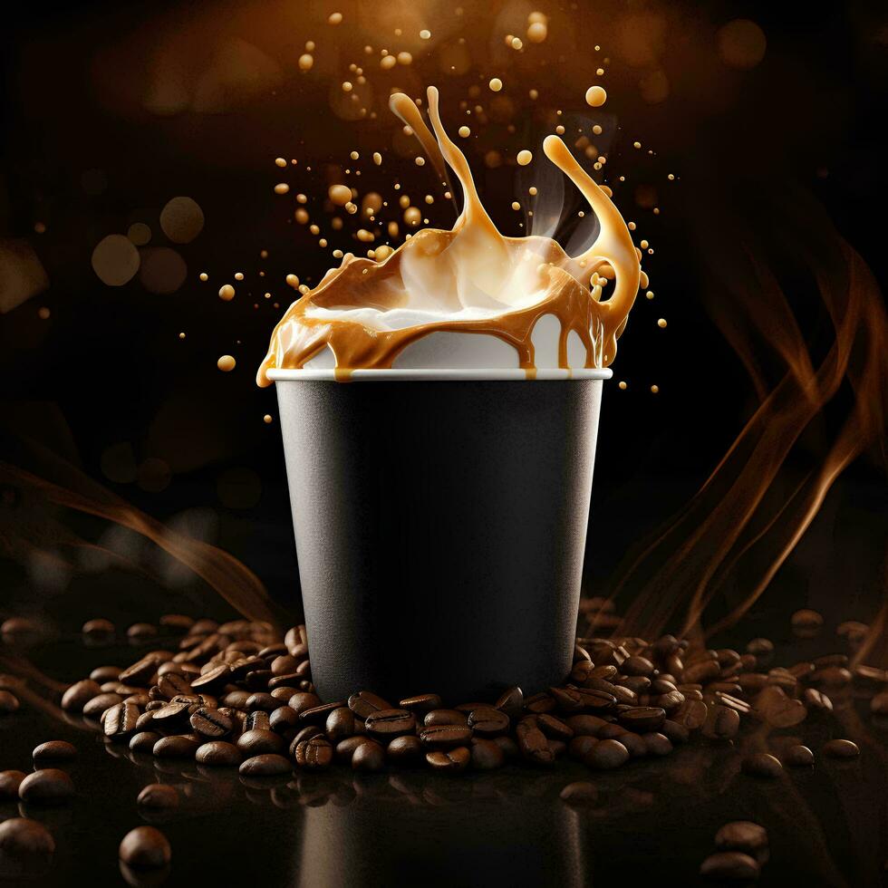 cup of coffee with beans photo