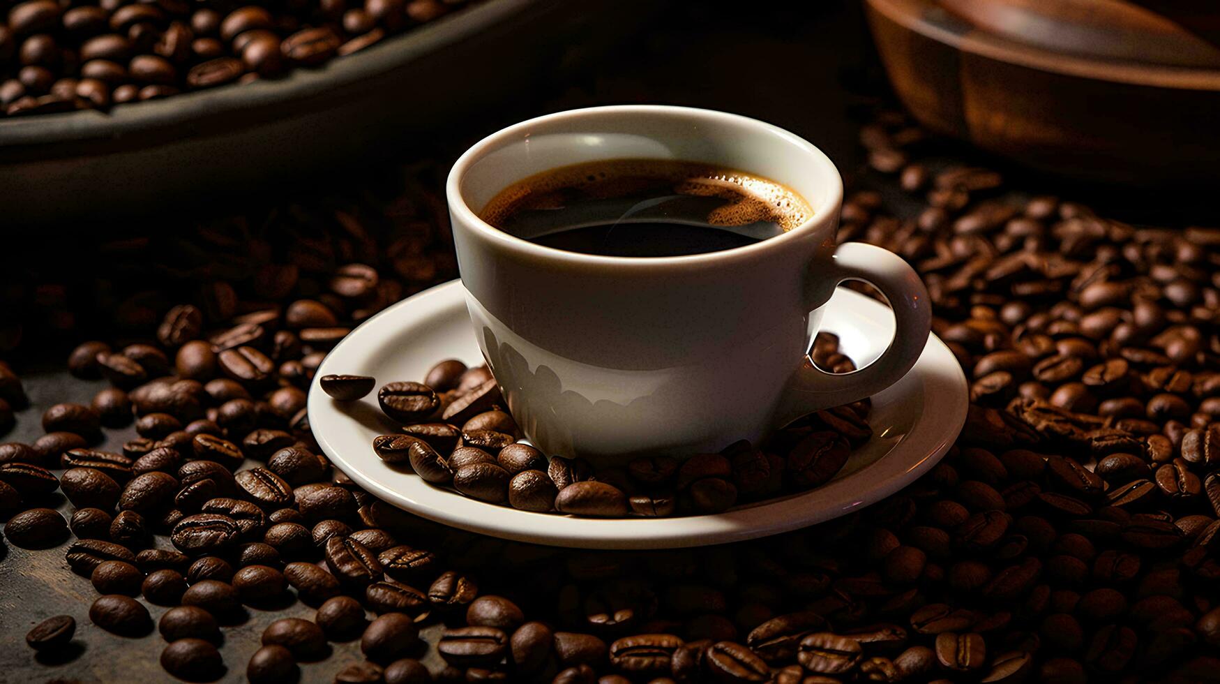 cup of coffee with beans photo