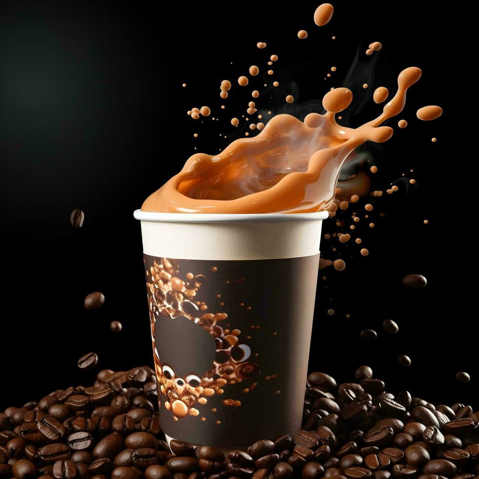 cup of coffee with beans photo
