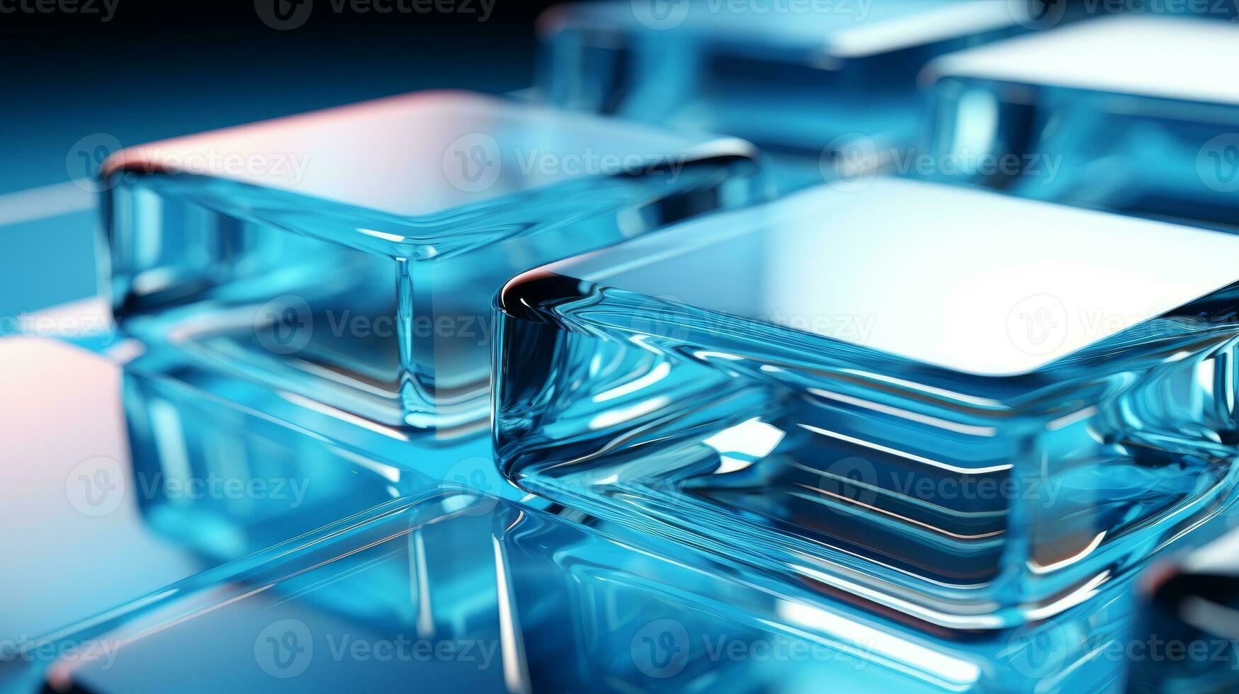 blue transparent square shape object generative AI photo