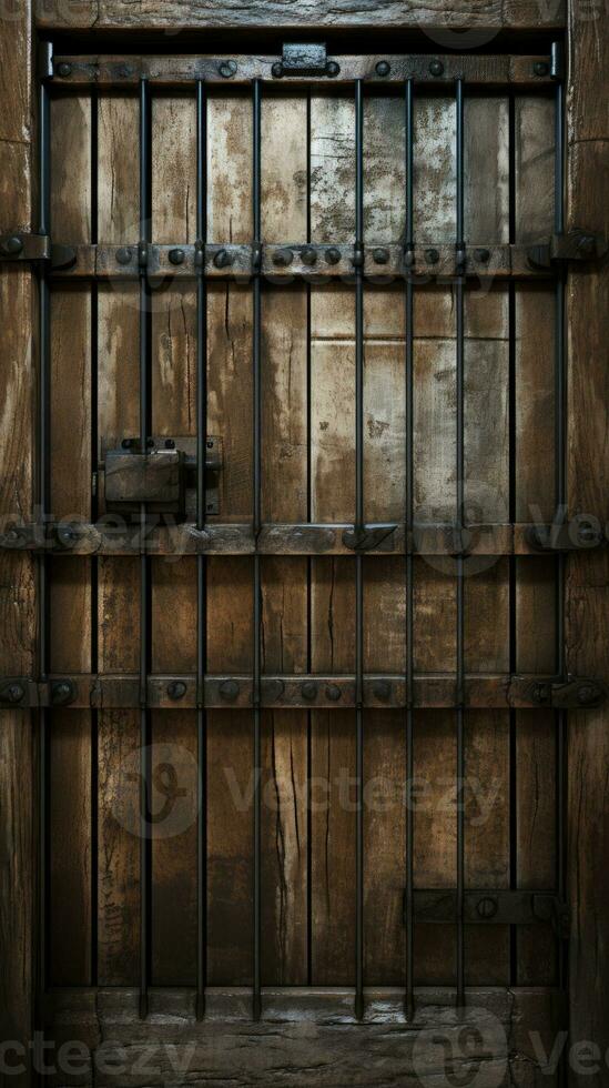 a prison door in empty place generative AI photo