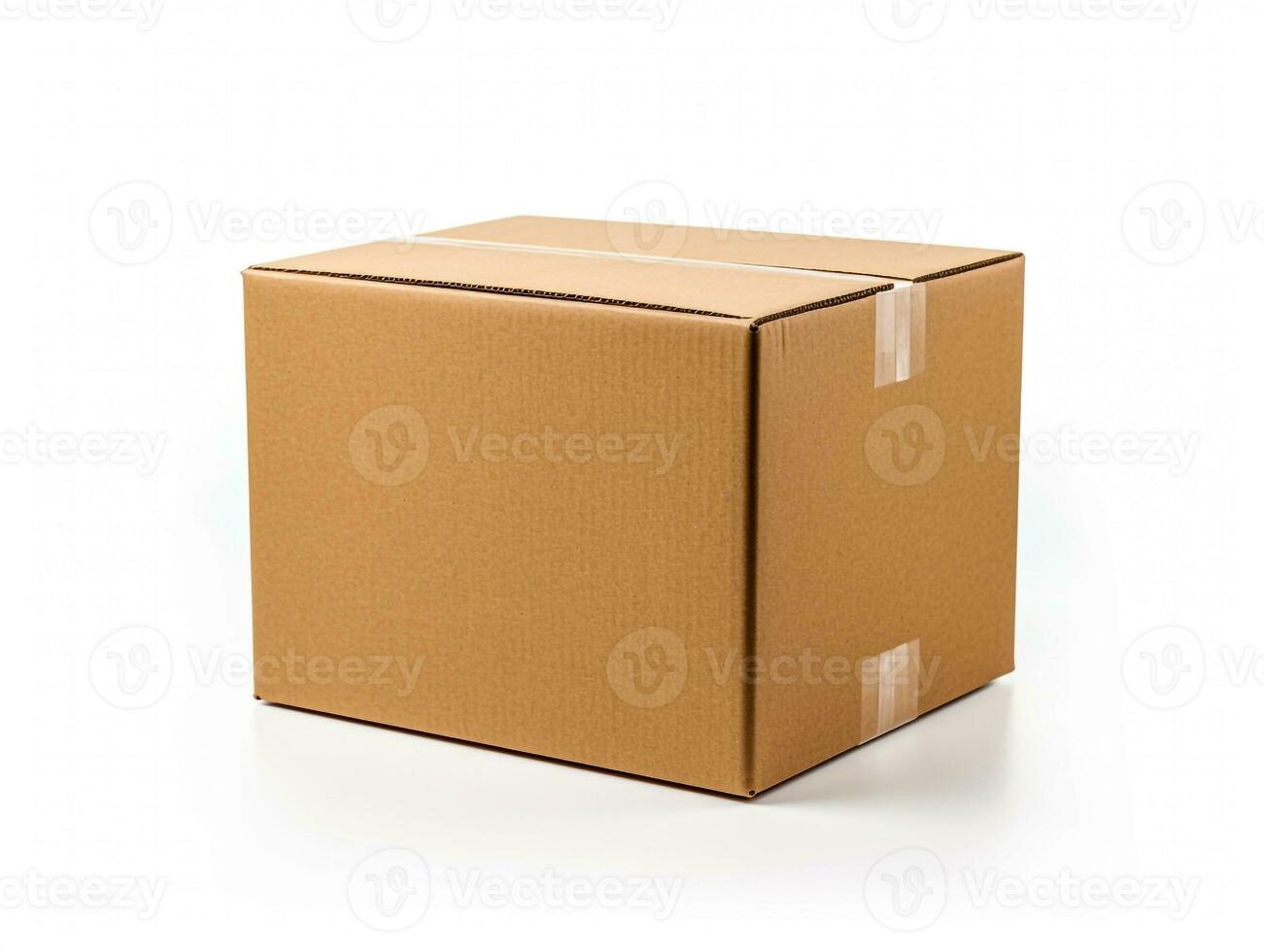 Corrugated cardboard open box on white background generative AI photo