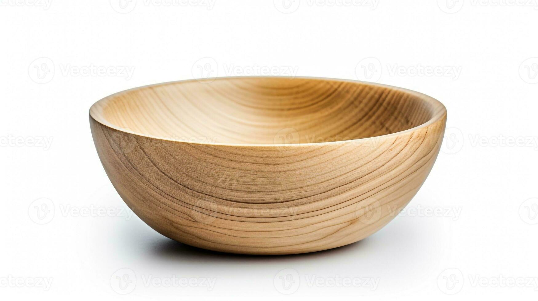 plain wooden bowl isolated on white background generative AI photo