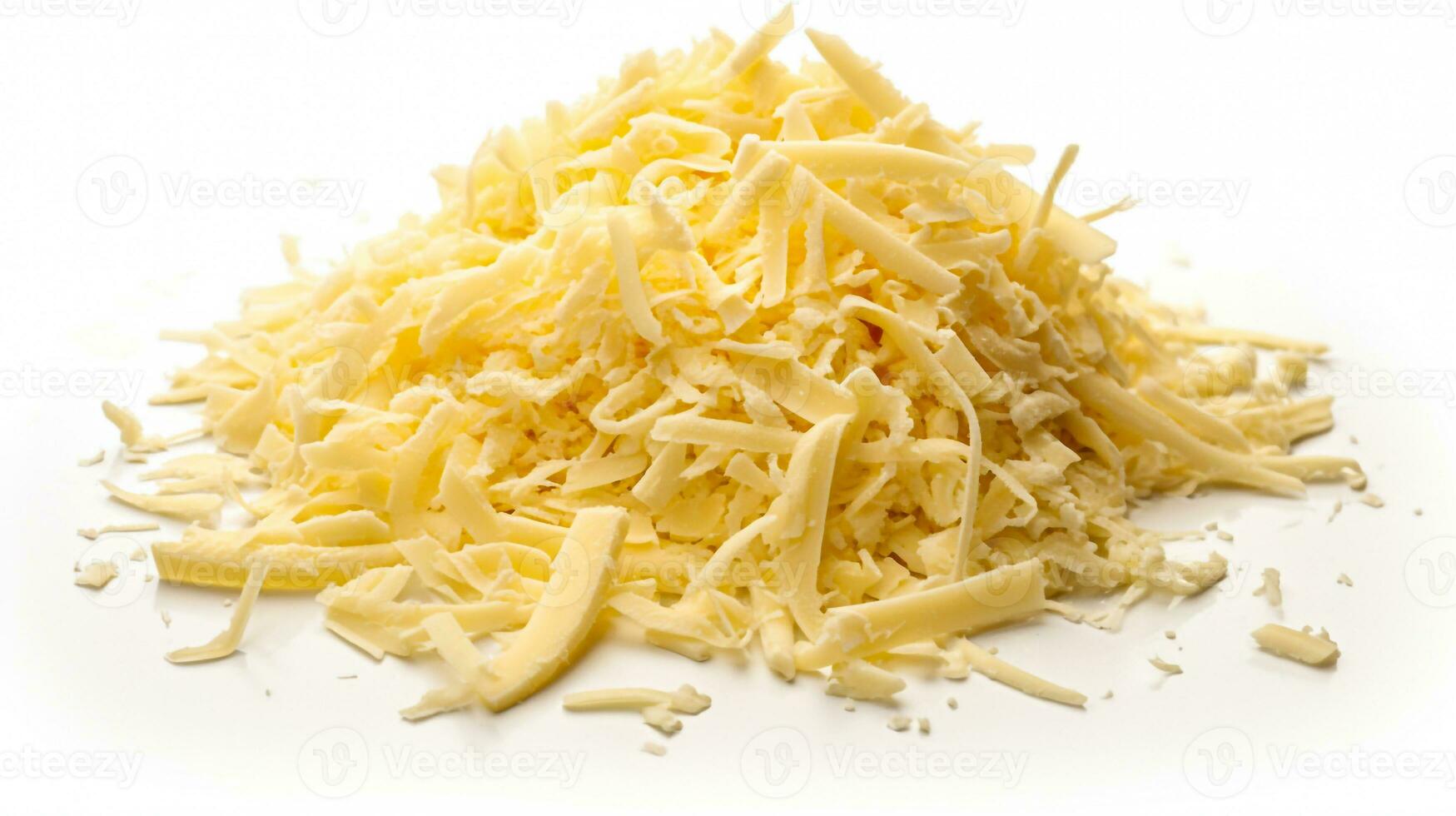 Grated cheese isolated on a white background generative AI photo