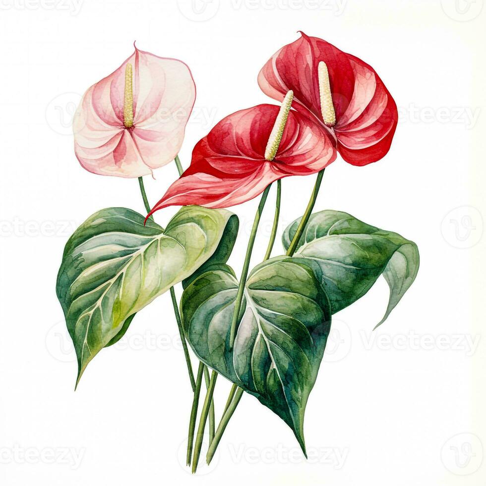 anthurium on a white background generative AI 29639717 Stock Photo at